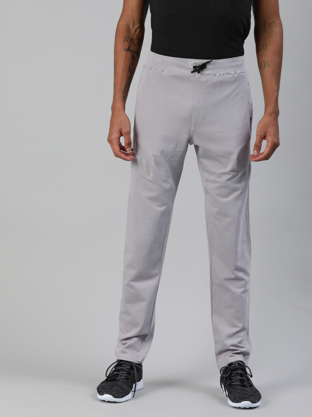 TOM BURG Men Grey Solid Slim Fit Track Pants