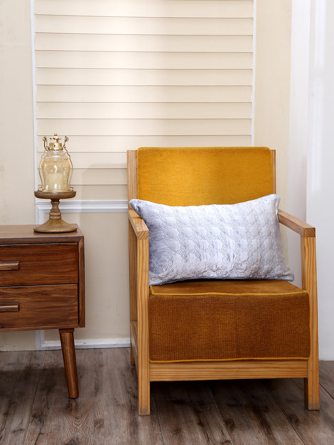 MASPAR Blue Single Fretwork Ezra Abstract Rectangle Cushion Covers 145 GSM