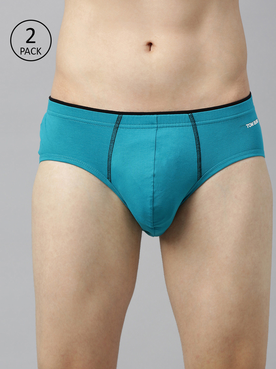 TOM BURG Men Pack of 2 Sea Green Solid Briefs 113