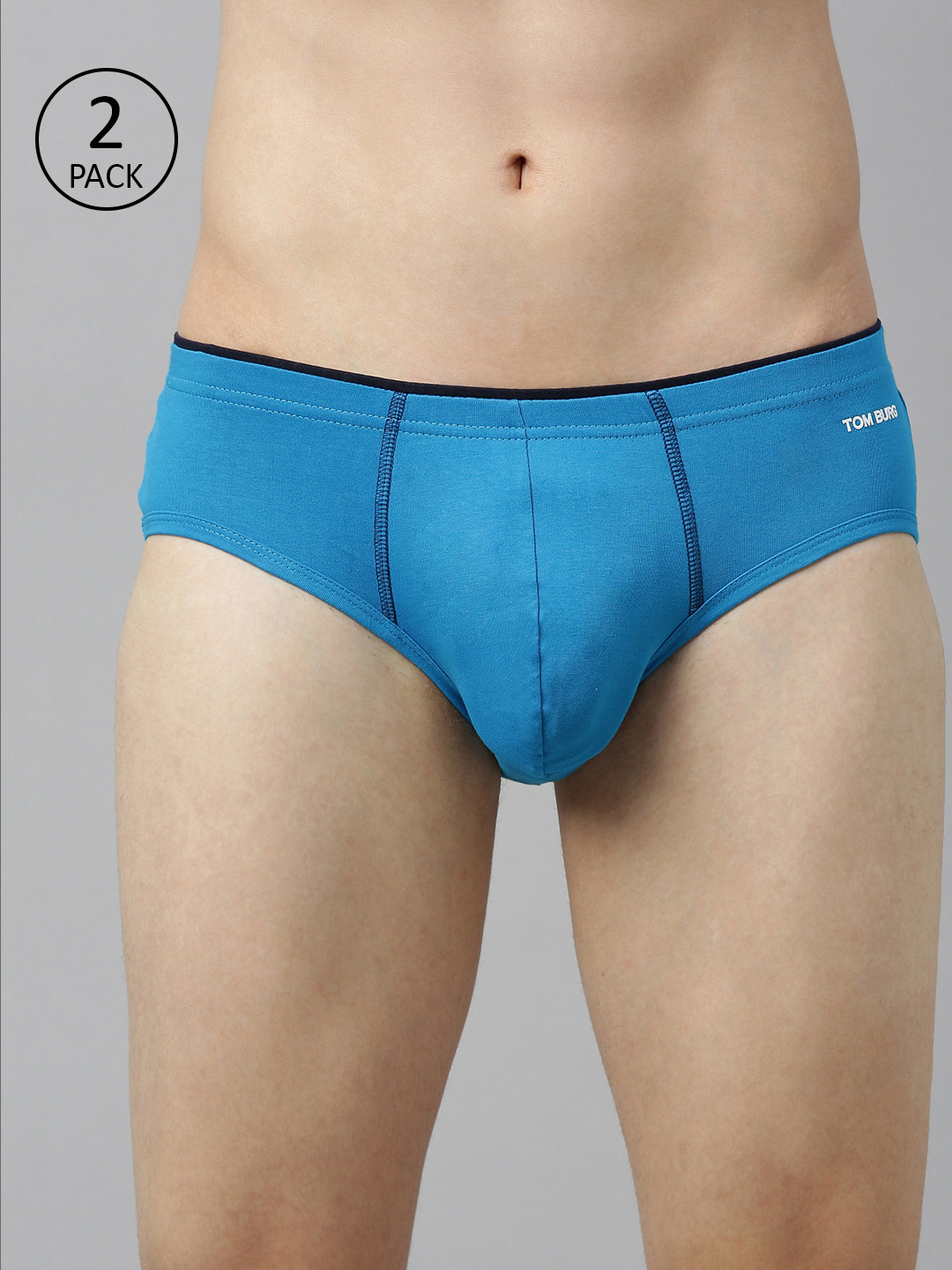 TOM BURG Men Pack of 2 Blue Solid Briefs 114