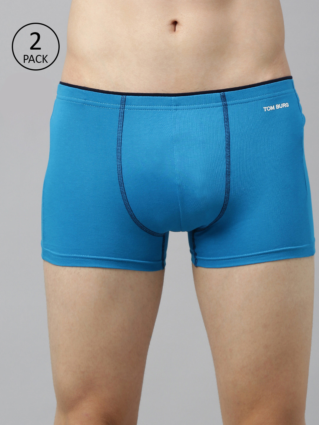 TOM BURG Men Pack Of 2 Blue Solid Trunks