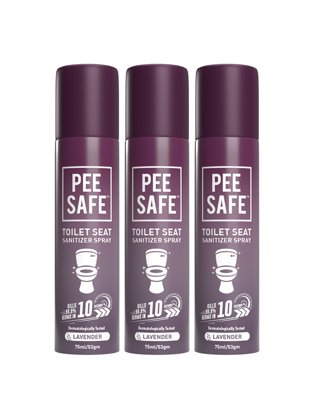 Pee Safe Women Pack of 3 Lavender Toilet Seat Sanitizer Sprays