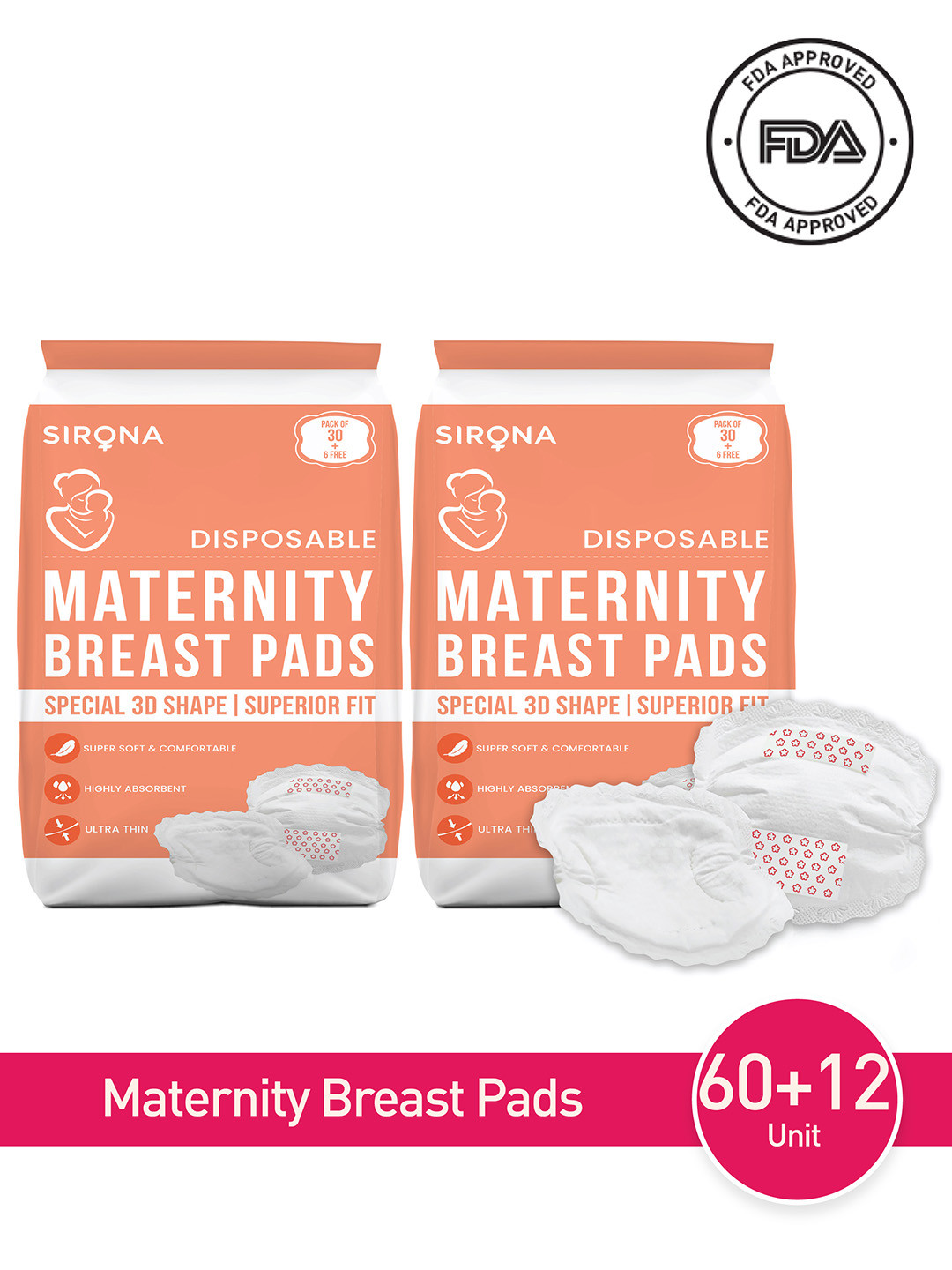 Sirona Pack of 2 Premium Disposable Maternity Breast Pads