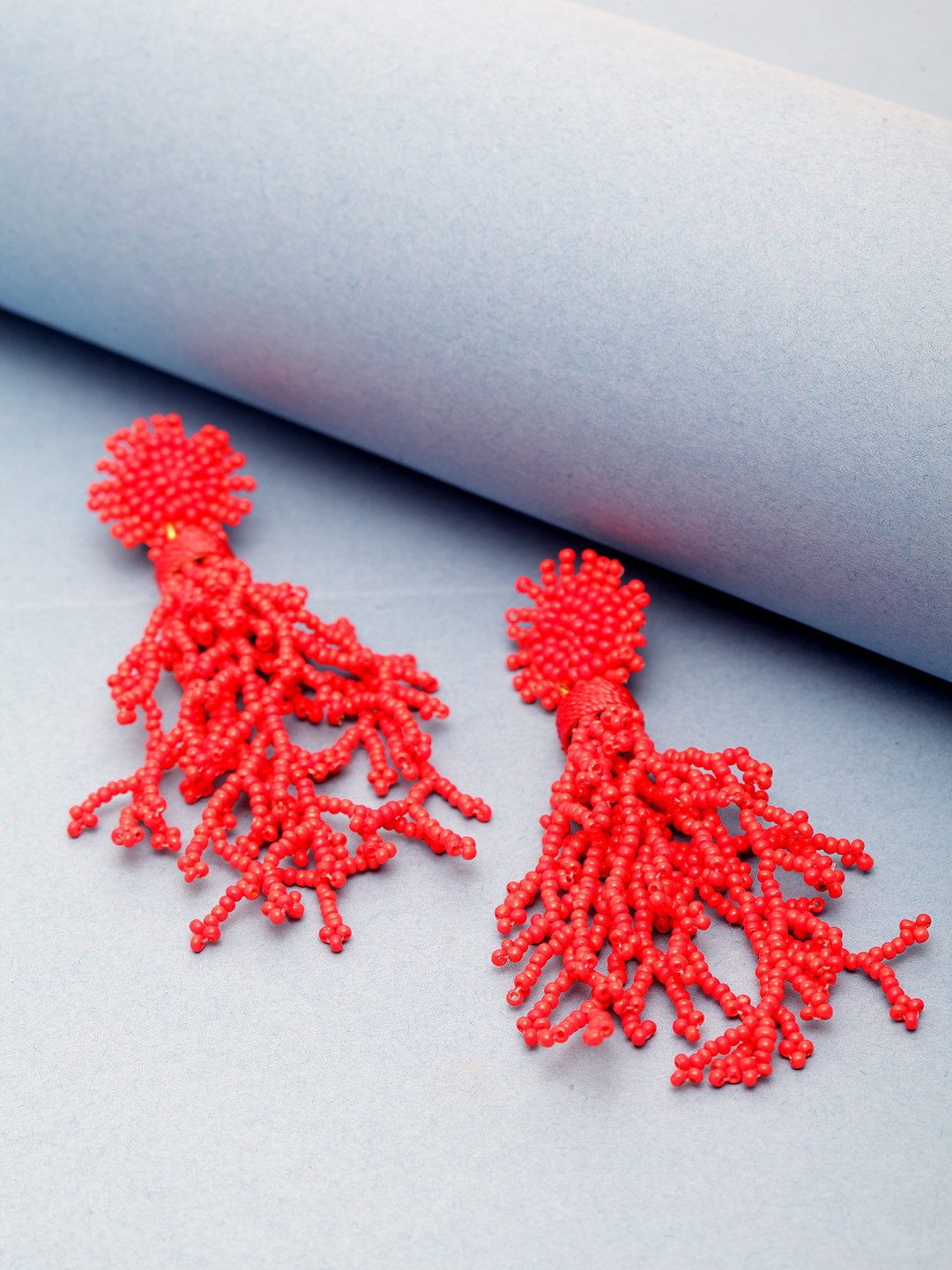 Madame Red & Gold-Plated Quirky Shaped Drop Earrings