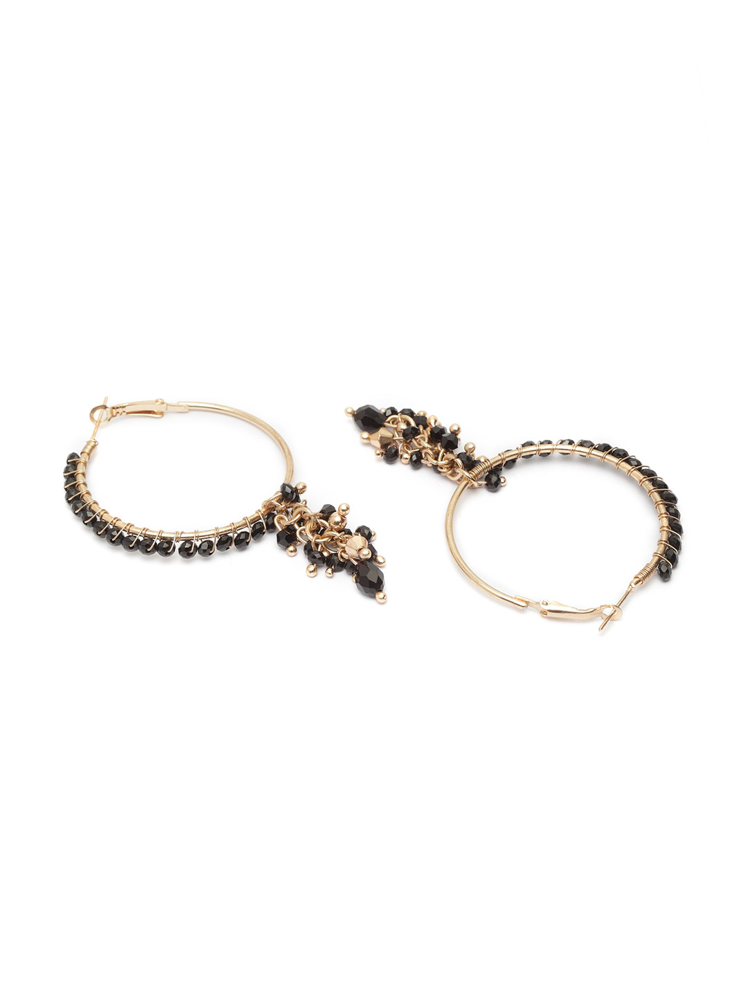 Madame Rose-Gold Plated & Black Circular Handcrafted Hoop Earrings