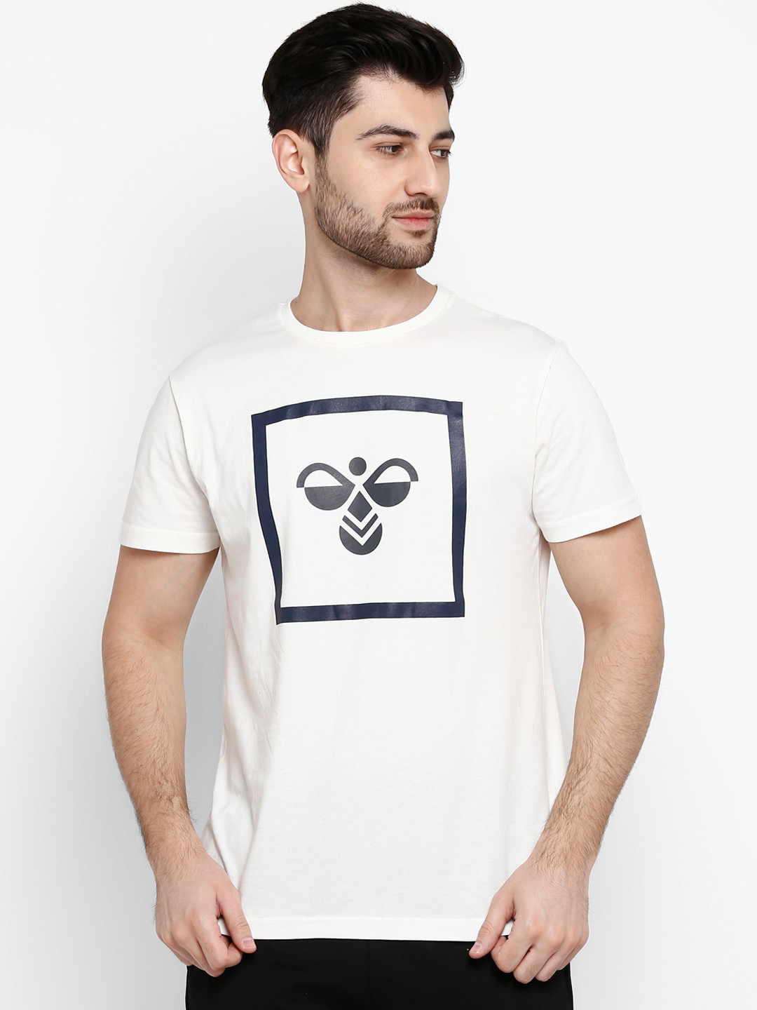 hummel Men Off-White Zia Printed Round Neck T-shirt