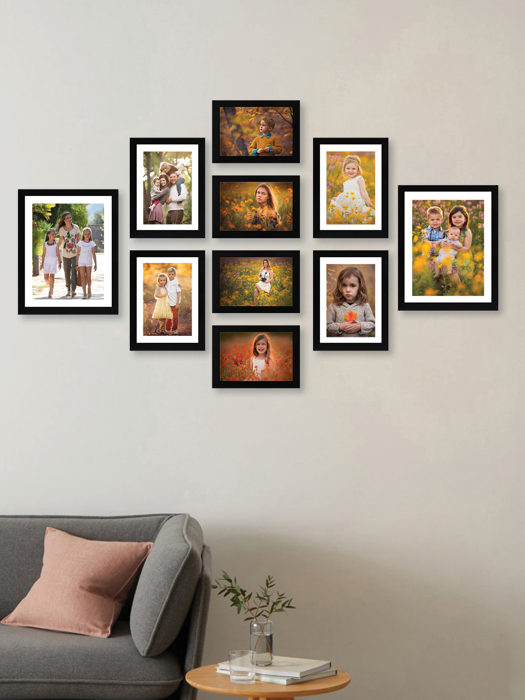 RANDOM Set Of 10 Black Solid Synthetic Collage Photo Frames