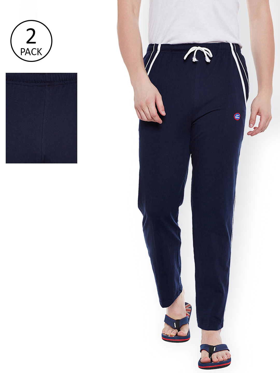 MACK JONNEY Men Pack of 2 Navy Blue Solid Lounge Pants
