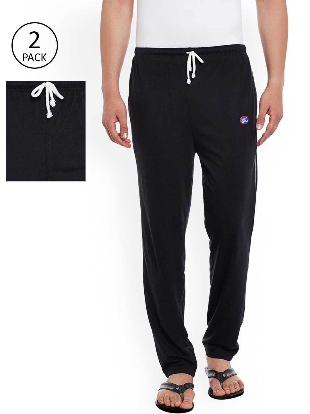 MACK JONNEY Men Pack of 2 Black Solid Lounge Pants