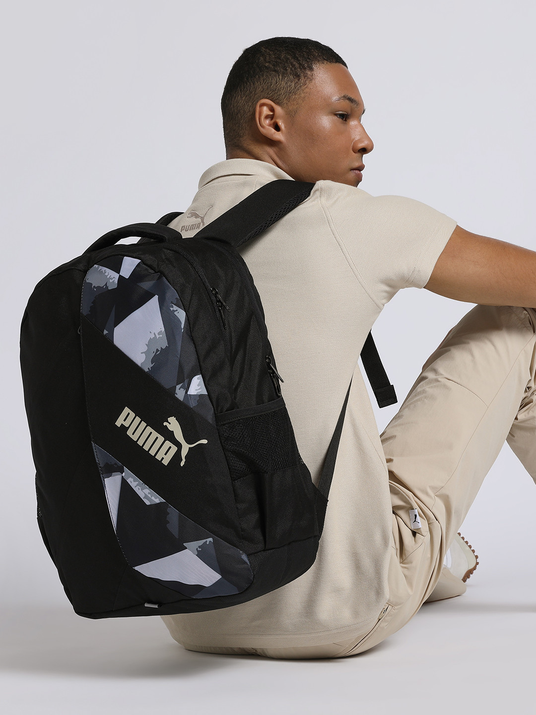 Puma Unisex Black Camouflage Derby Backpack IND