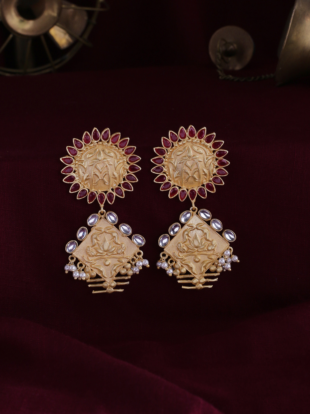 Shoshaa Pink Gold-Plated Geometric Drop Earrings