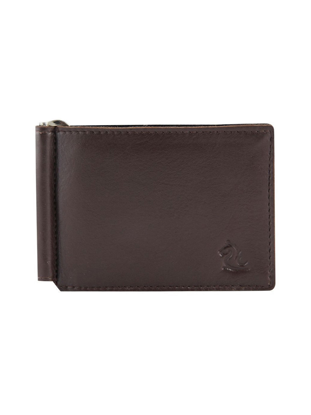 Kara Unisex Brown Solid Leather Money Clip