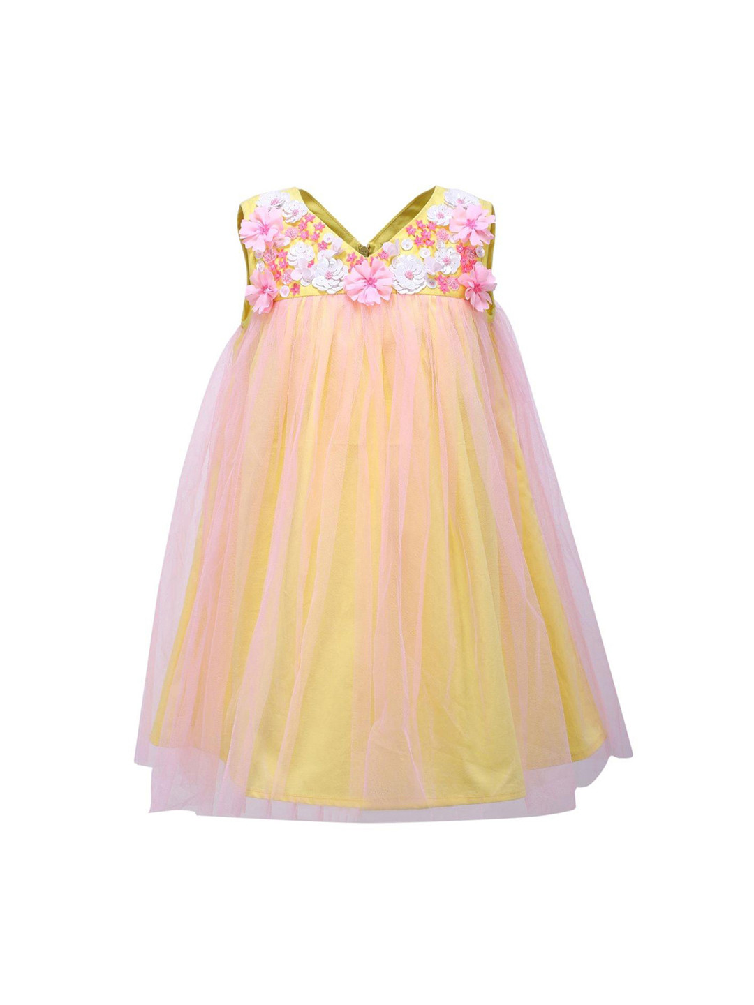 A Little Fable Girls Yellow Embellished Fit and Flare Dress