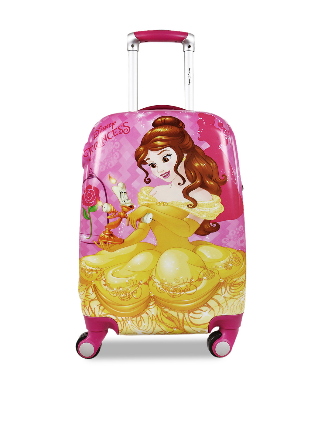 HUMTY DUMTY Girls Pink & Yellow Printed Belle Hard-Sided Cabin Trolley Suitcase