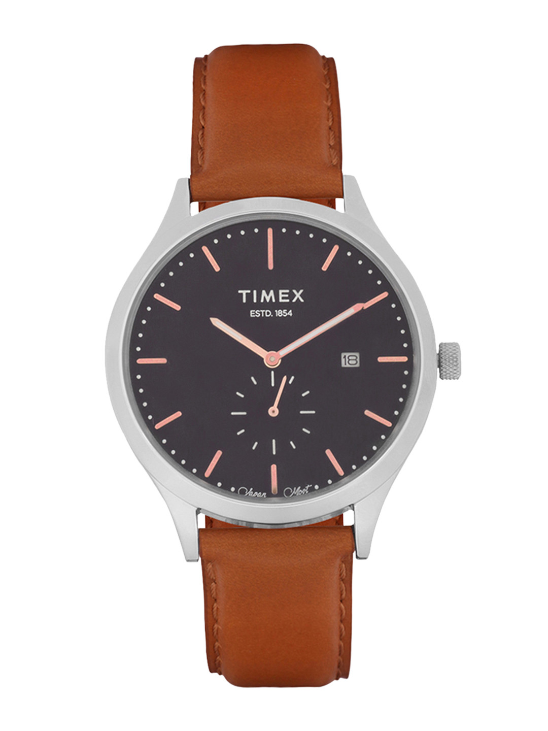 Timex Men Black & Brown Analogue Watch With Date Aperture