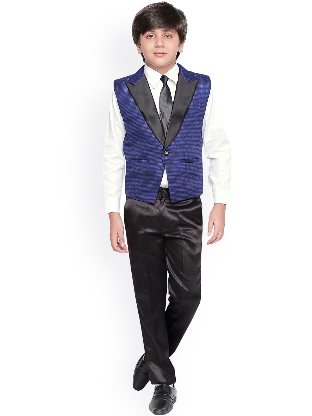 Jeetethnics Boys Blue & Black Checked Shirt with Trousers