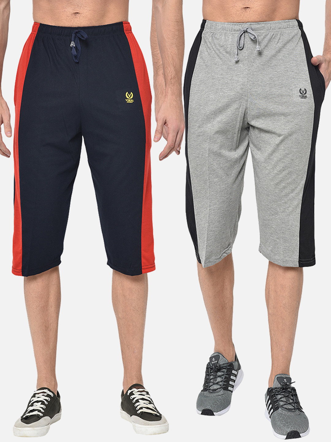 MACK JONNEY Men Navy Blue Solid Regular Fit Shorts  (Pack of 2)