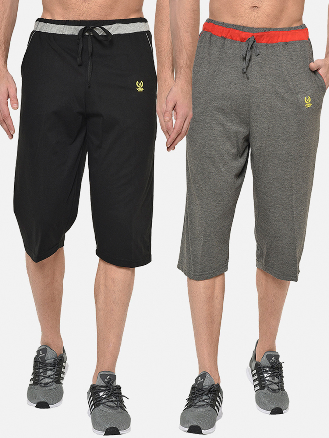 MACK JONNEY Men Black Solid Regular Fit Shorts (Pack of 2)