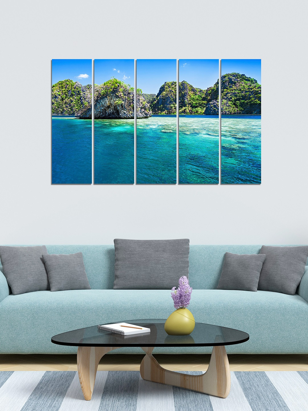 WENS Paper 5 Piece Wall Rectangle Paintings Wall Art -24 x 8 In