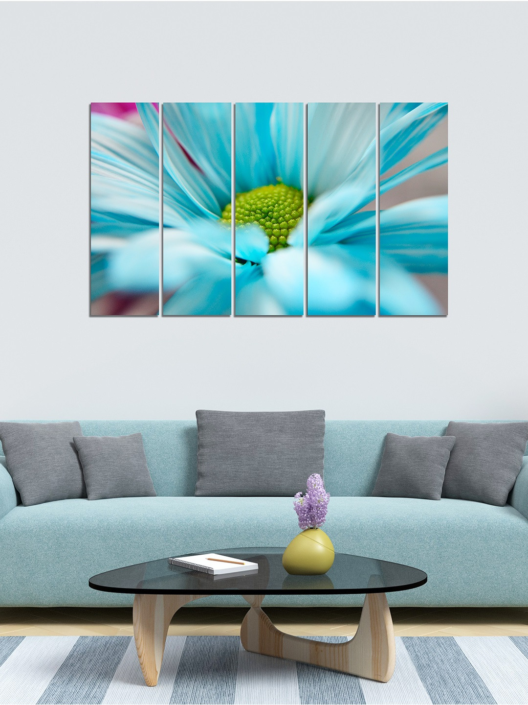 WENS MDF 5 Piece Wall Rectangle Paintings Wall Art - 24 x 8 In