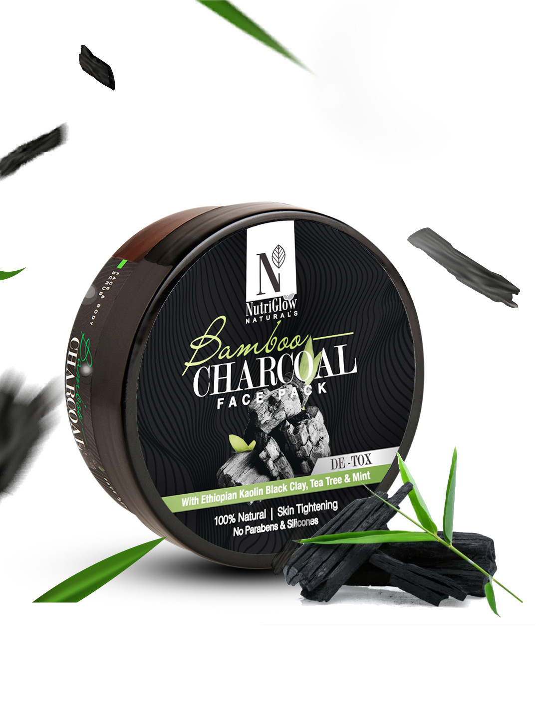 NutriGlow Natural Sustainable Bamboo Charcoal Face Pack 200gm