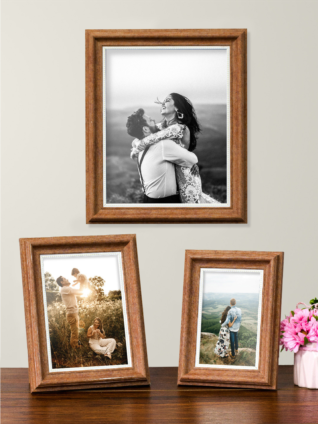 Art Street Set Of 3 Brown Solid Photo Frames