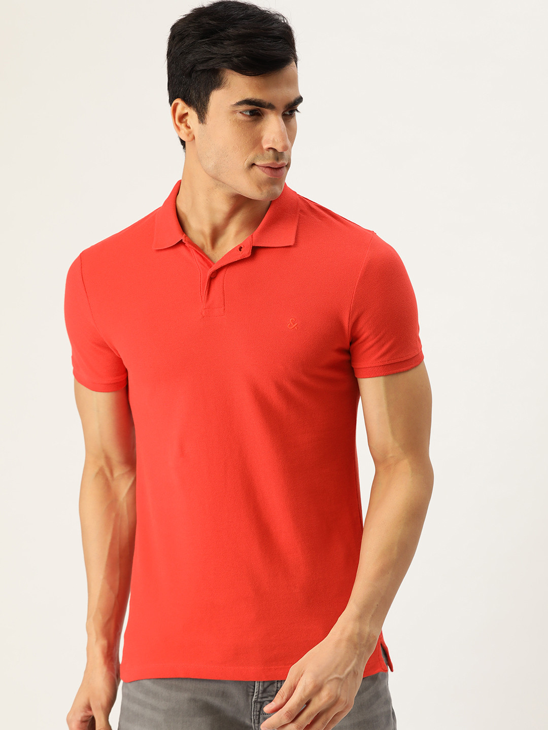 Jack & Jones Men Red Polo Collar T-shirt