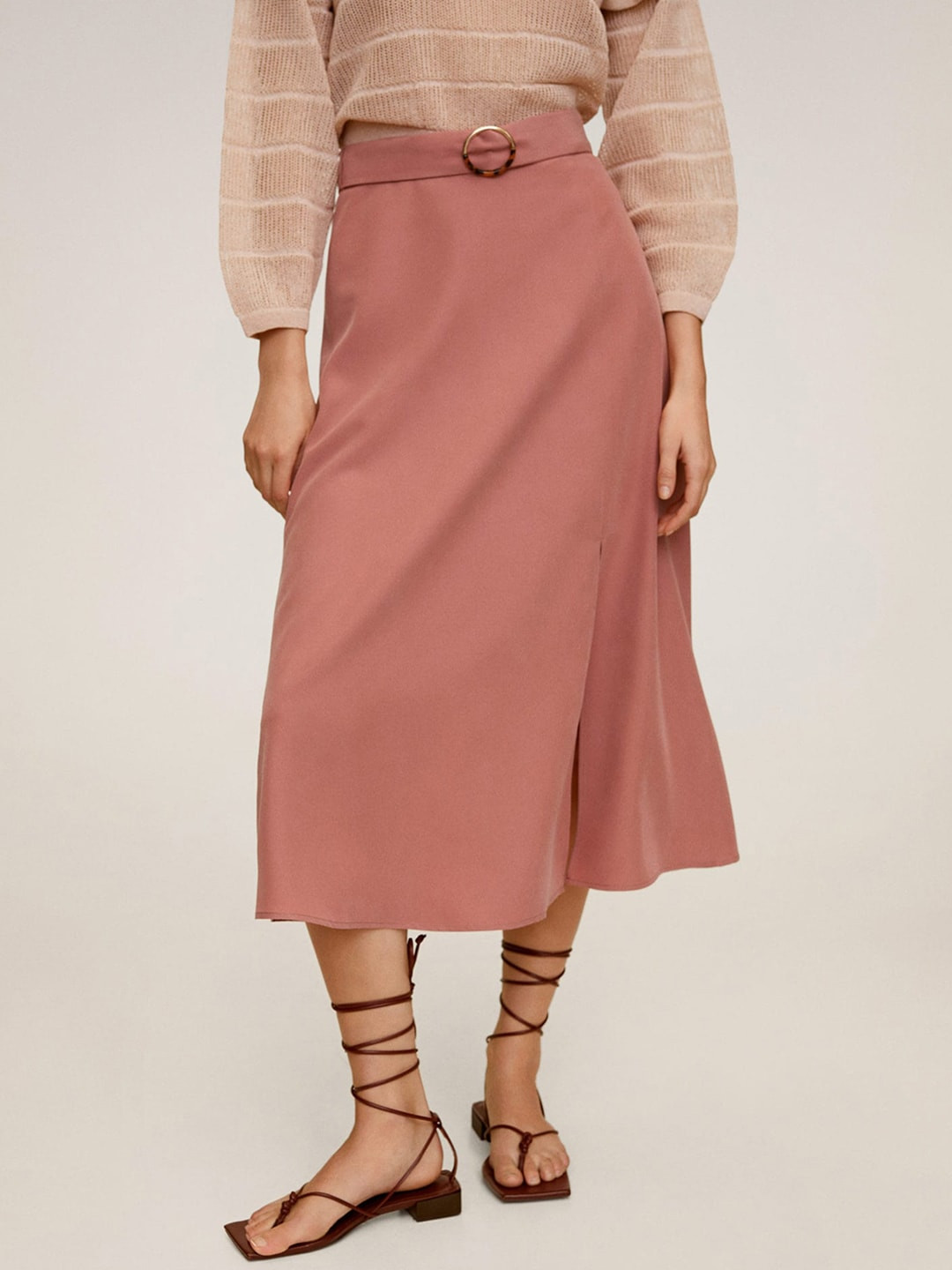 MANGO Dusty Pink A-Line Sustainable Skirt