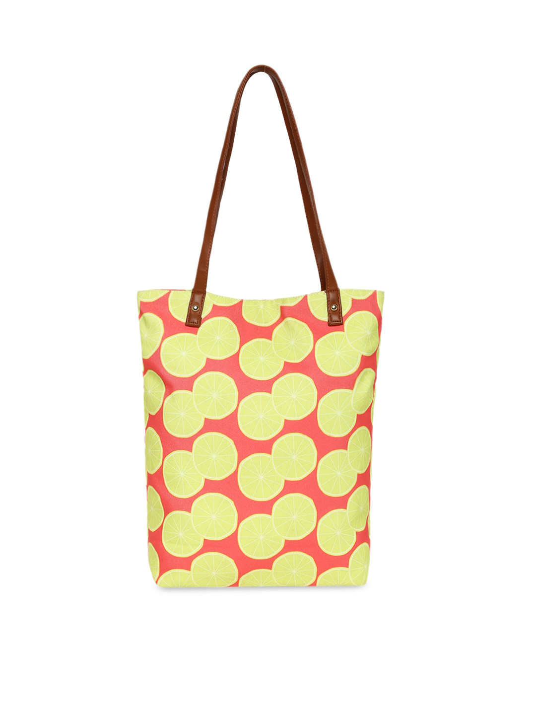 KLEIO Red & Yellow Lemon Print Tote Bag