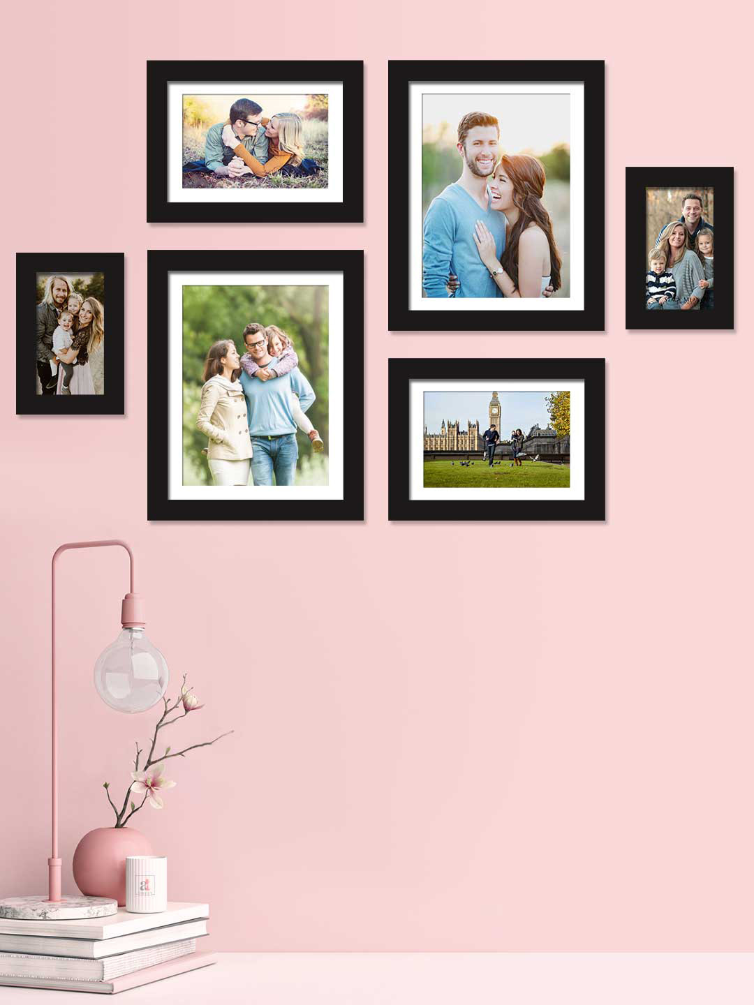 Art Street Set Of 6 Black Solid Individual Photo Frames