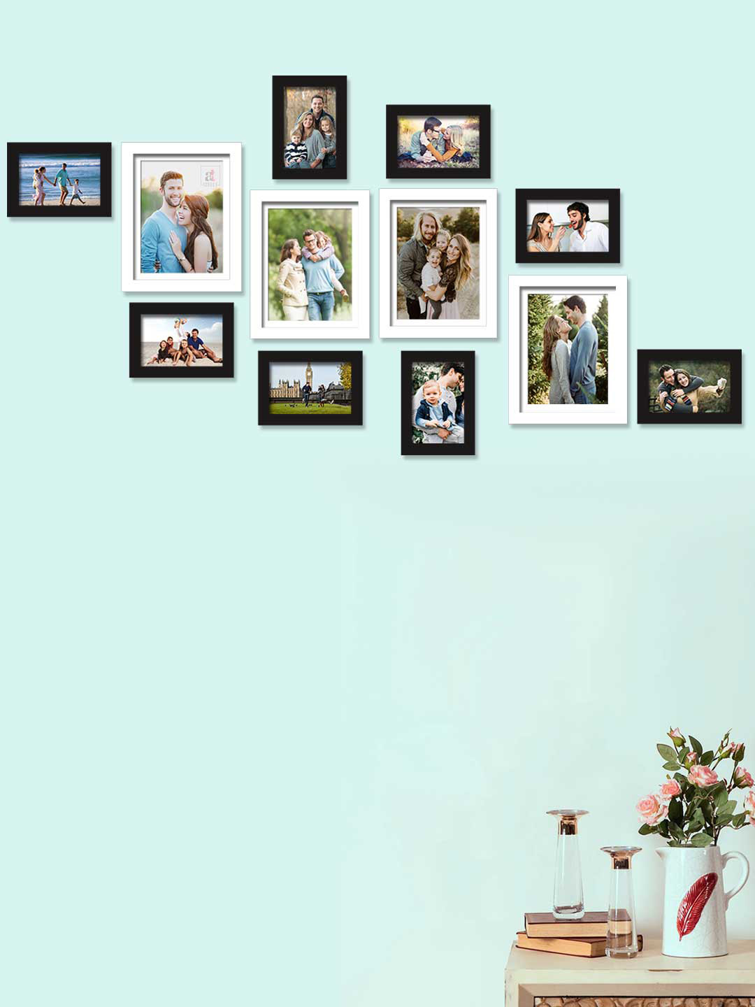 Art Street Set Of 12 Black & White Solid Individual Photo Frames