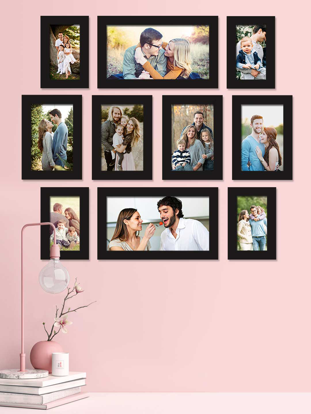 Art Street Set Of 10 Black Solid Individual Photo Frames