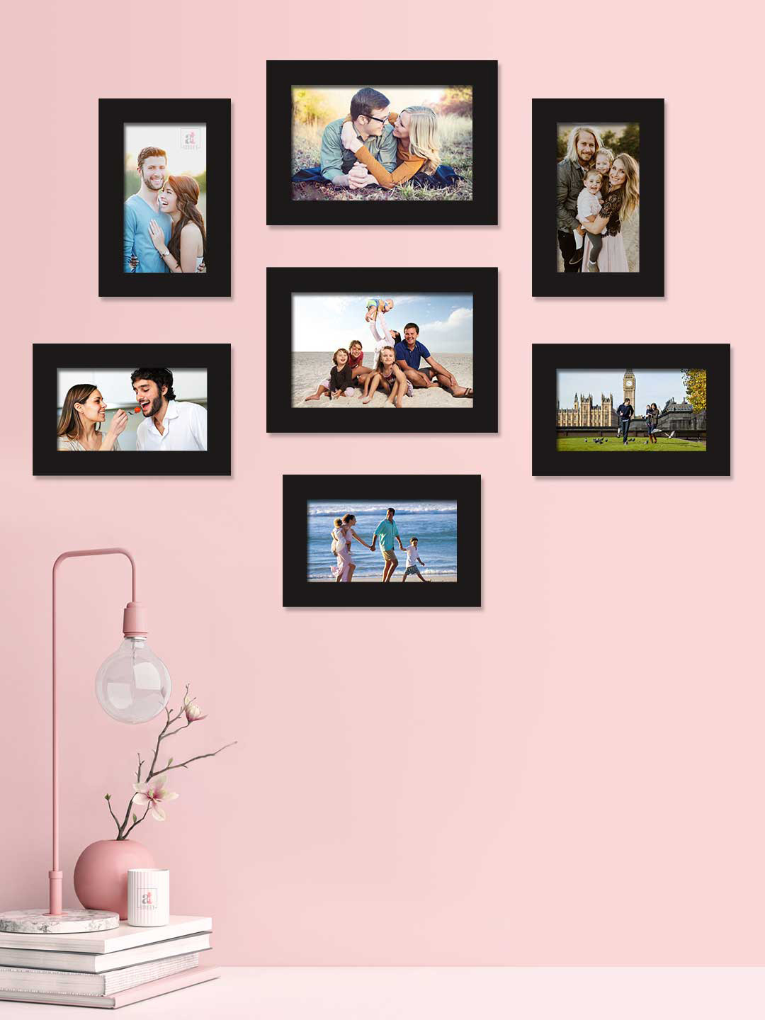 Art Street Set of 7 Black Solid Individual Photo Frames