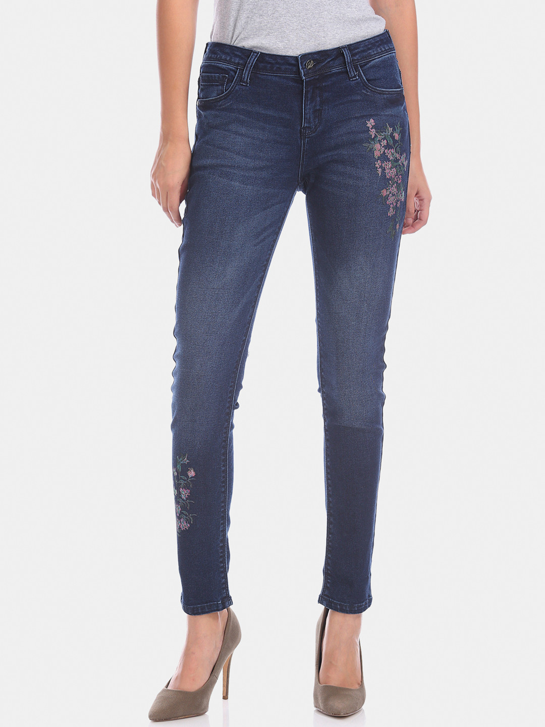 Cherokee Women Navy Blue Skinny Fit Mid-Rise Clean Look Stretchable Jeans