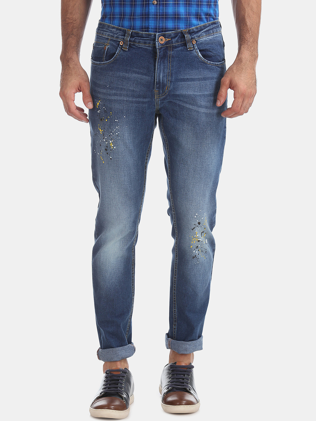 Cherokee Men Blue Printed Tapered Fit Low-Rise Clean Look Stretchable Jeans