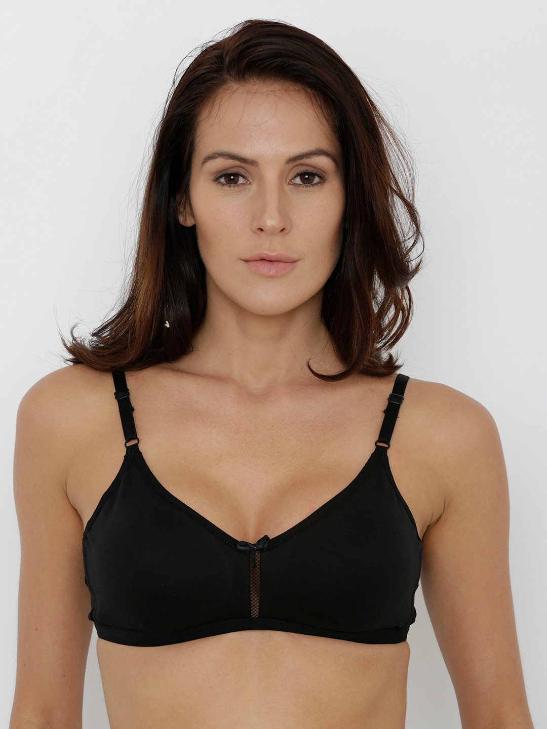 Candour London Black Solid Non-Wired Non Padded Everyday Bra CL20B216MNW