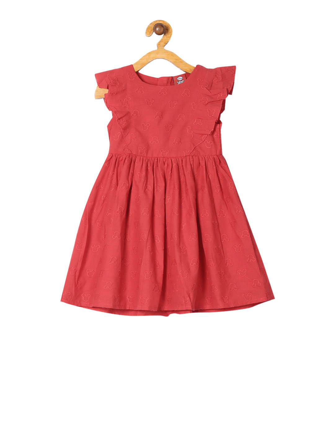 Colt Girls Red Mickey Mouse Embroidered Fit and Flare Dress
