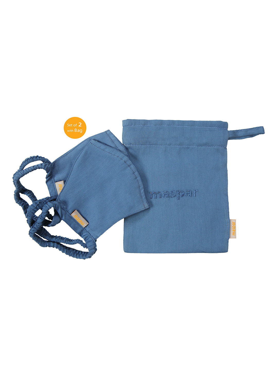 MASPAR Unisex 2 Pcs 3-Ply Reusable Protective Outdoor Fabric Masks with Bag