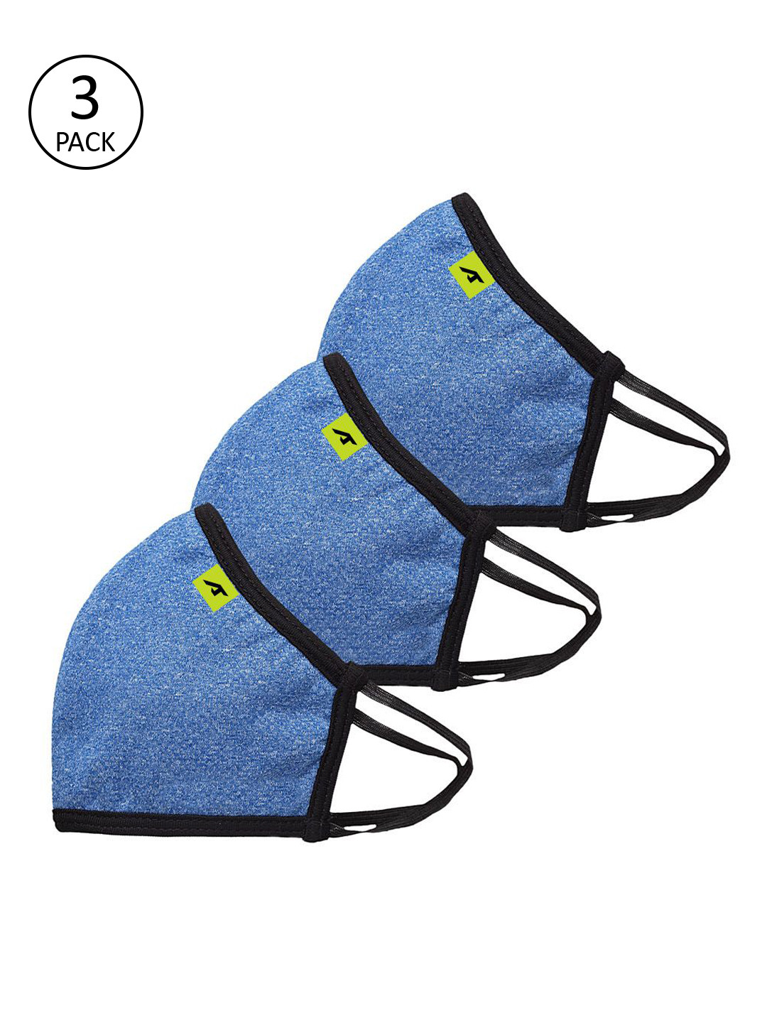 Alcis Unisex 3 Pcs Blue 6 Ply Ultrashield Reusable Anti-Microbial Protective Outdoor Masks