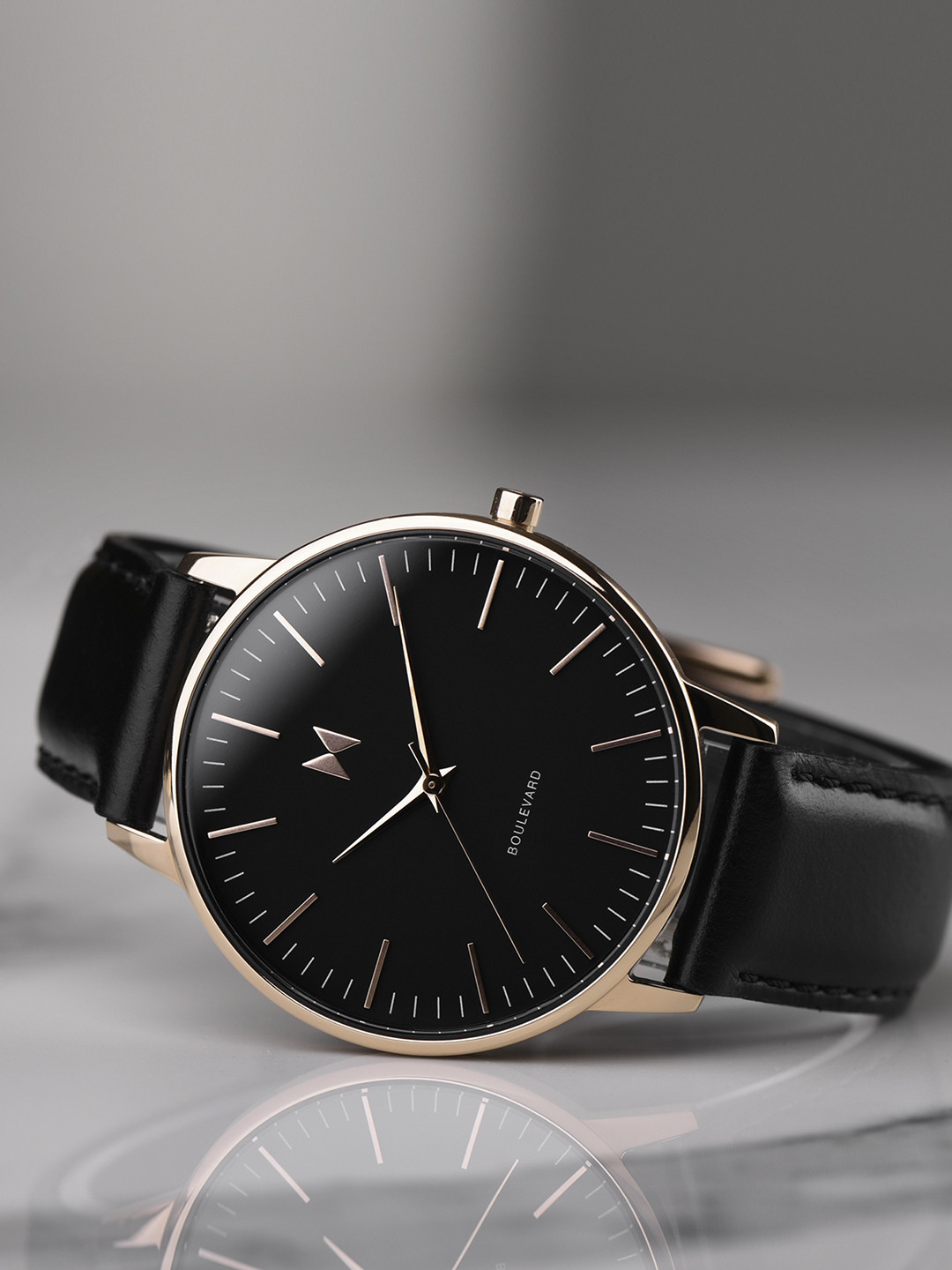 MVMT Women Black Leather Analogue Watch D-MB01-RGBL