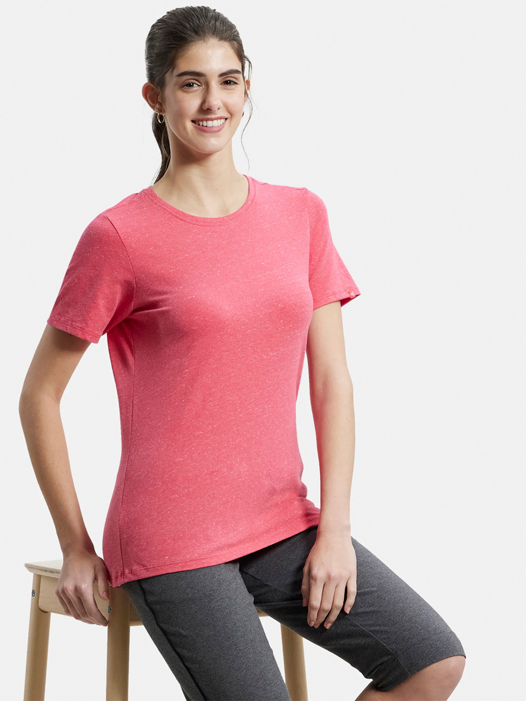 Jockey Solid Super Combed Cotton Stretch Regular Fit Tshirt-AW15