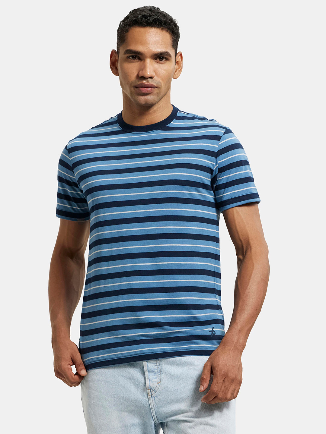 Jockey Super Combed Cotton Rich Striped Round Neck Half Sleeve T-shirt-2715
