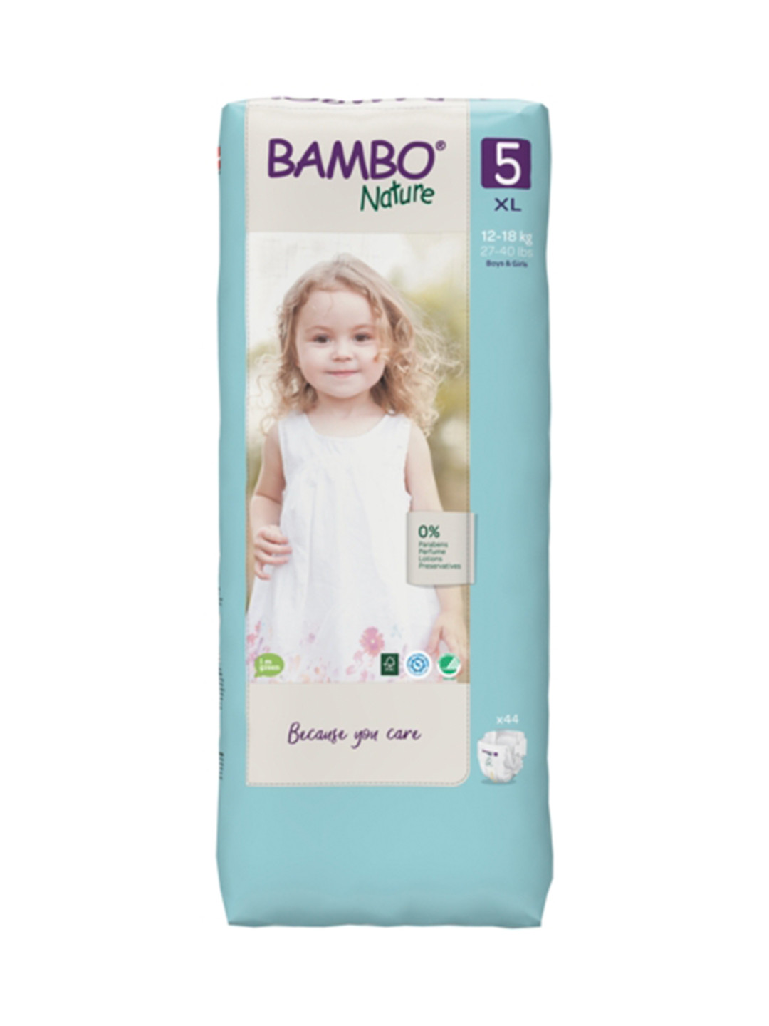 Bambo Nature Eco-friendly Tape Diapers with Wetness Indicator - XL Size, 44 Pieces