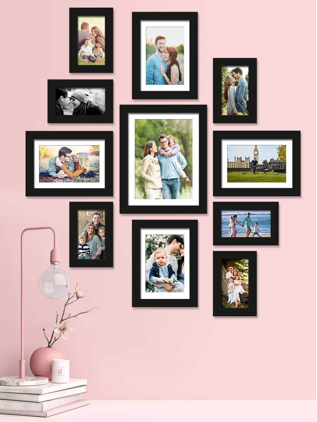 Art Street Set Of 11 Black Solid Individual Photo Frames