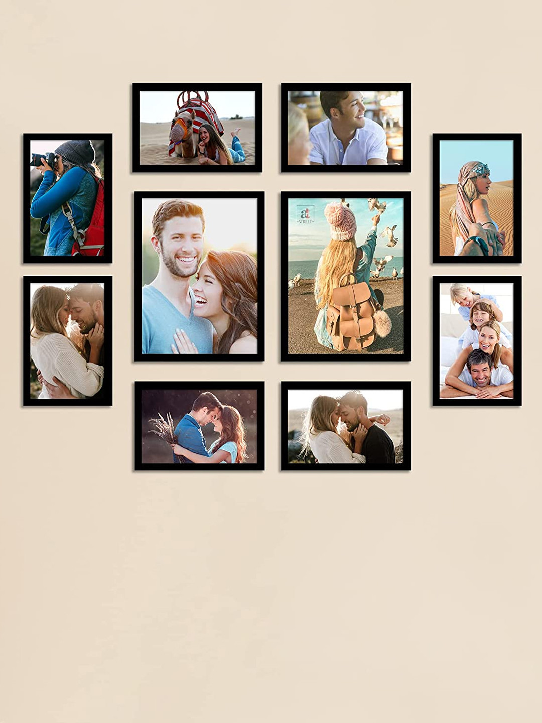 Art Street Set Of 10 Black & White Solid Individual Photo Frames