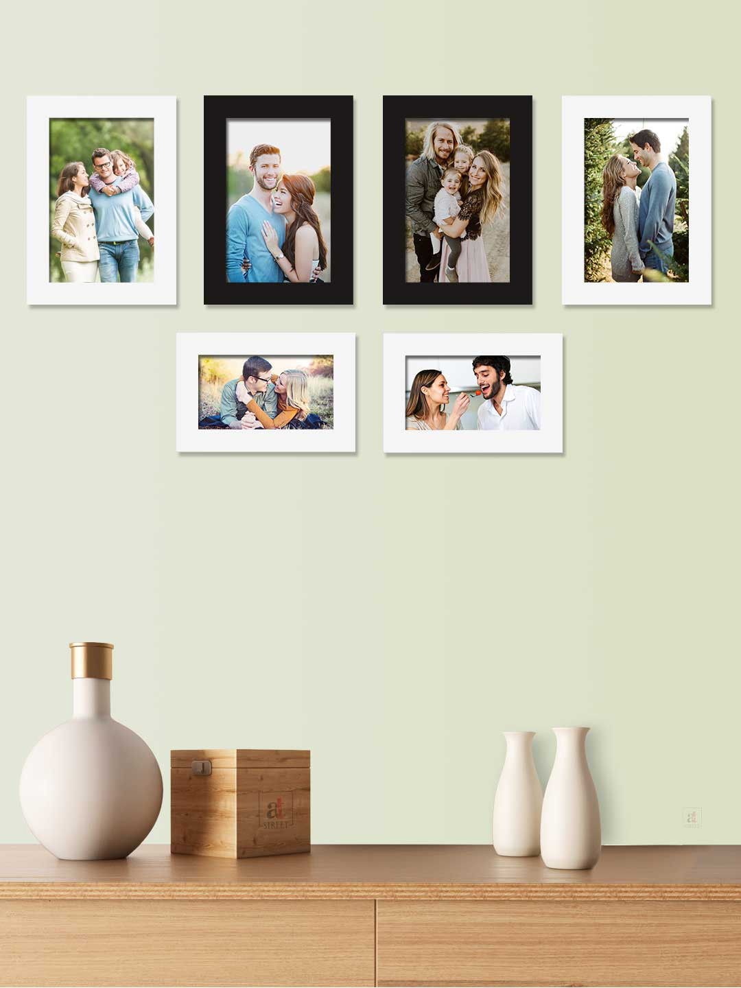 Art Street Set Of 6 Black & White Solid Individual Photo Frames