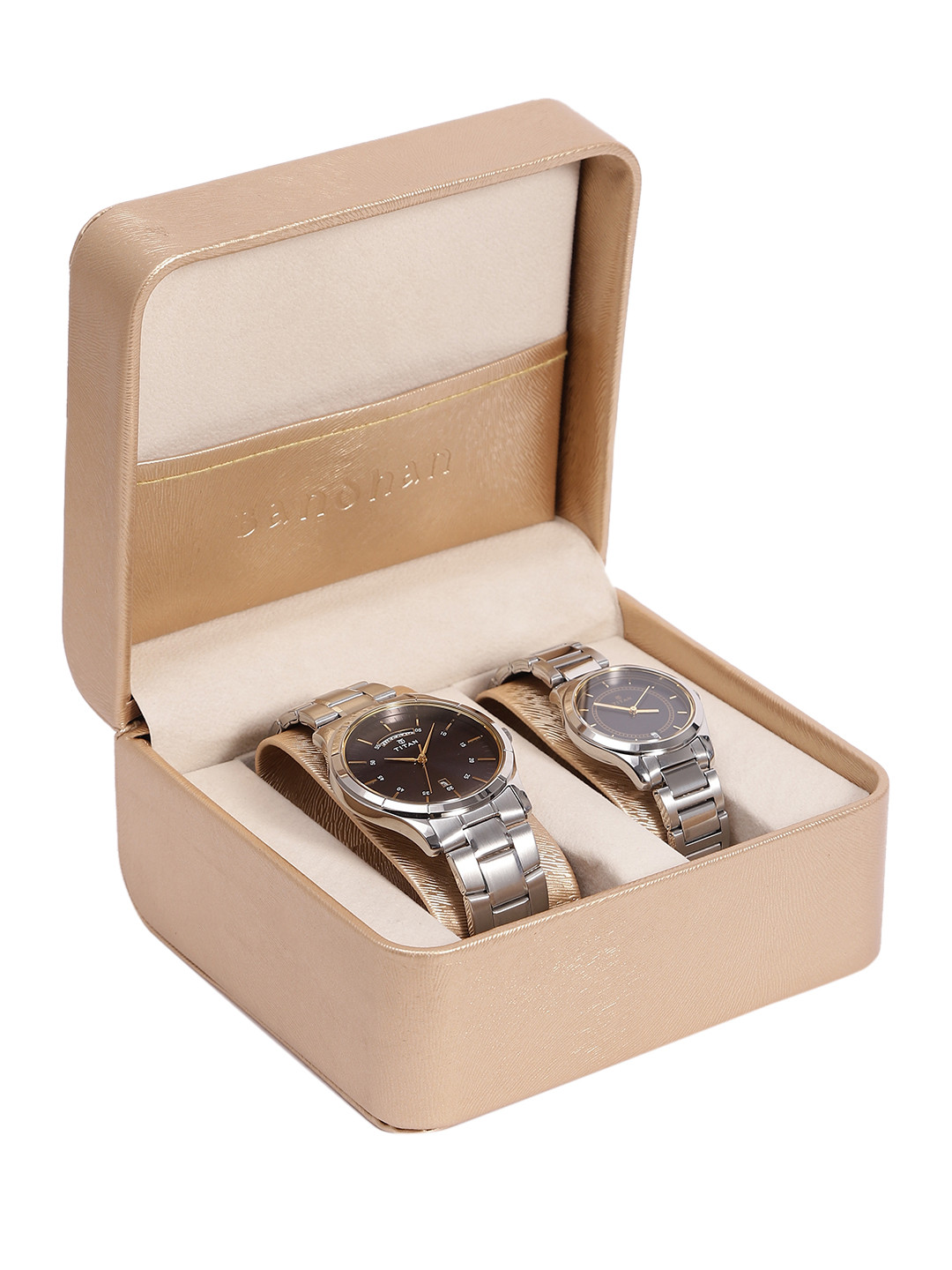 Titan Unisex Bandhan Stainless Steel Bracelet Style Analogue His & Her Watch 17672596SM01