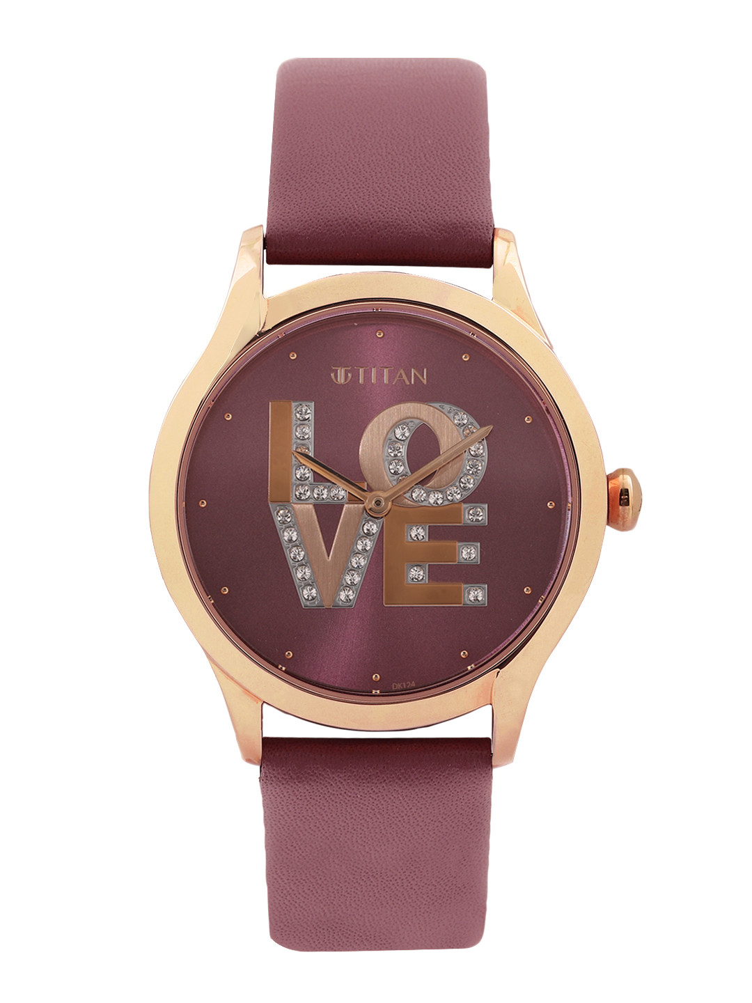 Titan Women Embellished Dial & Leather Straps Analogue Watch NM95111WL01