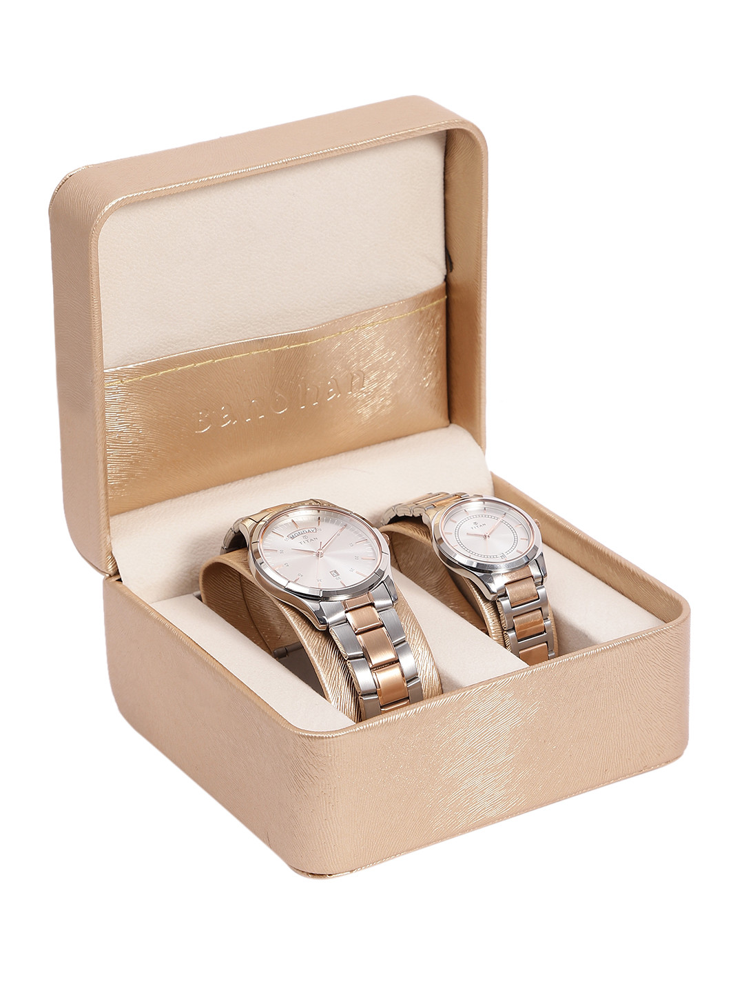 Titan Unisex Bandhan Stainless Steel Bracelet Style Analogue His & Her Watch 17672596KM01