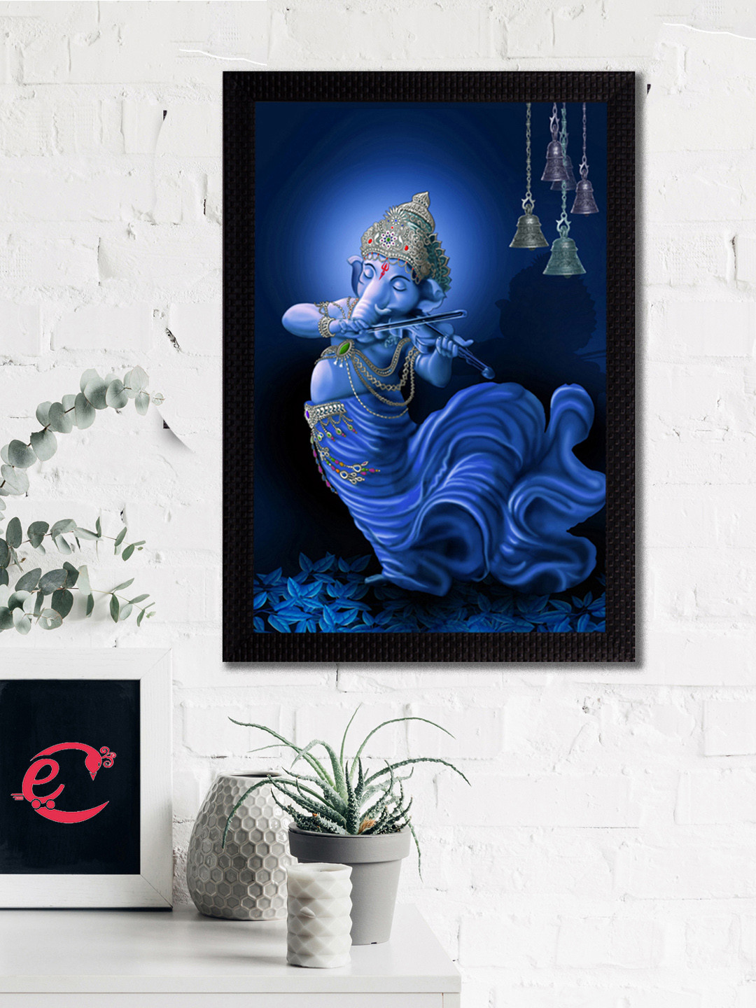 eCraftIndia Lord Ganesha Synthetic Wood Wall Rectangle Paintings Wall Art - 14 x 10 In